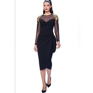 Vintage Alchemy Joo Mee Elegant Black and Gold Women's Dress